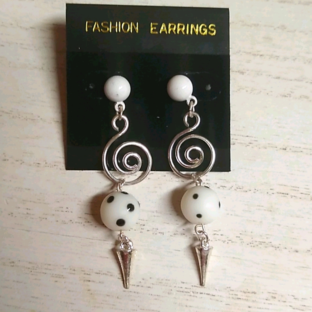 😻 3 For $15 White Stud Spotty Ball Swirl Dangles